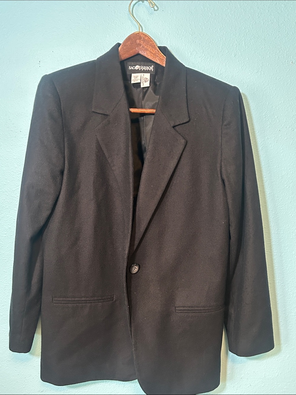 Sag Harbor Black Women’s Single-Button Classic Wool Blazer
